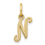 Charger l'image dans la galerie, 14k Yellow Gold Script Letter N Initial Alphabet Pendant Charm