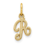 Carregar imagem no visualizador da galeria, 14k Yellow Gold Script Letter R Initial Alphabet Pendant Charm