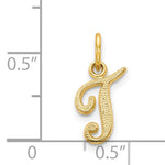 Load image into Gallery viewer, 14k Yellow Gold Script Letter T Initial Alphabet Pendant Charm