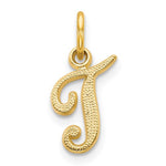 Load image into Gallery viewer, 14k Yellow Gold Script Letter T Initial Alphabet Pendant Charm
