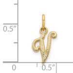 Lade das Bild in den Galerie-Viewer, 14k Yellow Gold Script Letter V Initial Alphabet Pendant Charm