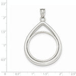 Lataa kuva Galleria-katseluun, 14K White Gold 1/2 oz American Eagle Diamond Cut Teardrop Coin Holder Prong Bezel Pendant Charm Holds 27mm x 2.2mm Coins
