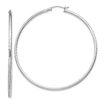 Załaduj obraz do przeglądarki galerii, Sterling Silver Diamond Cut Classic Round Hoop Earrings 60mm x 2mm