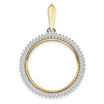 Ladda upp bild till gallerivisning, 14K Gold Two Tone Diamond for 22mm Coins or 1/4 oz American Eagle US $5 Dollar Jamestown South African 2 Rand 1/4 oz Panda Coin Bezel Prong Pendant Charm