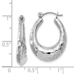 Afbeelding in Gallery-weergave laden, 14K White Gold Shrimp Hammered Hoop Earrings