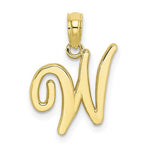 Carica l'immagine nel visualizzatore di Gallery, 10K Yellow Gold Script Initial Letter W Cursive Alphabet Pendant Charm