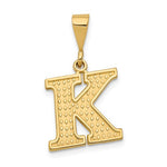 Kép betöltése a galériamegjelenítőbe: 14K Yellow Gold Uppercase Initial Letter K Block Alphabet Pendant Charm