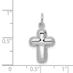 Carica l'immagine nel visualizzatore di Gallery, 14k White Gold Cross Rope Border Small Pendant Charm