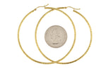 將圖片載入圖庫檢視器 14k yellow gold diamond cut round hoop earrings 60mm x 2mm