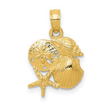Lade das Bild in den Galerie-Viewer, 14k Yellow Gold Shell Seashell Starfish Sand Dollar Cluster Pendant Charm