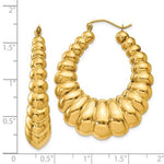 將圖片載入圖庫檢視器 14k yellow gold shrimp scalloped hoop earrings large