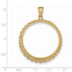 이미지를 갤러리 뷰어에 로드 , 14K Yellow Gold 1 oz One Ounce American Eagle Coin Holder Prong Bezel Rope Edge Pendant Charm for 32.6mm x 2.8mm Coins