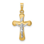 Afbeelding in Gallery-weergave laden, 14k Gold Two Tone Cross Crucifix INRI Pendant Charm