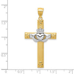 Lade das Bild in den Galerie-Viewer, 14k Gold Two Tone Claddagh Celtic Cross Pendant Charm