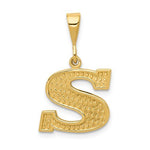 Afbeelding in Gallery-weergave laden, 14K Yellow Gold Uppercase Initial Letter S Block Alphabet Pendant Charm