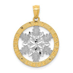 이미지를 갤러리 뷰어에 로드 , 14k Yellow Gold Rhodium Joy Peace Love Faith Snowflake Pendant