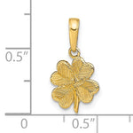 Załaduj obraz do przeglądarki galerii, 14k Yellow Gold Good Luck Four Leaf Clover Pendant Charm