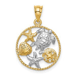 Load image into Gallery viewer, 14k Yellow Gold Rhodium Turtle Sand Dollar Starfish Seashell Shell Pendant Charm
