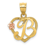 이미지를 갤러리 뷰어에 로드 , 14k Yellow Rose Gold Letter B Initial Alphabet Heart Pendant Charm