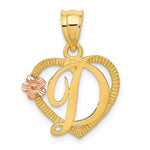 Lade das Bild in den Galerie-Viewer, 14k Yellow Rose Gold Letter D Initial Alphabet Heart Pendant Charm
