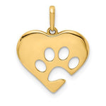 Carica l'immagine nel visualizzatore di Gallery, 14k Yellow Gold Paw Print Cut Out Heart Pendant Charm