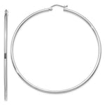 Indlæs billede til gallerivisning 14k White Gold 68mm x 2mm Large Classic Round Hoop Earrings