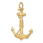 Afbeelding in Gallery-weergave laden, 14k Yellow Gold Anchor Rope 3D Large Pendant Charm