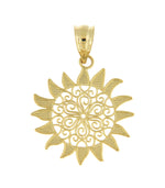 Load image into Gallery viewer, 14k Yellow Gold Sun Filigree Celestial Pendant Charm

