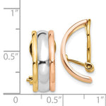Ladda upp bild till gallerivisning, 14k Yellow White Rose Gold Tri Color Non Pierced Clip On Huggie Earrings