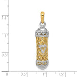 Lade das Bild in den Galerie-Viewer, 14k Gold Two Tone Mezuzah 3D Pendant Charm