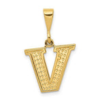 Load image into Gallery viewer, 14K Yellow Gold Uppercase Initial Letter V Block Alphabet Pendant Charm