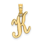 Load image into Gallery viewer, 14K Yellow Gold Script Initial Letter K Cursive Alphabet Pendant Charm