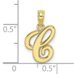 Afbeelding in Gallery-weergave laden, 14K Yellow Gold Script Initial Letter C Cursive Alphabet Pendant Charm