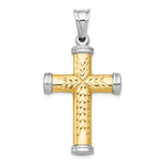 Load image into Gallery viewer, 14k Gold Rhodium Two Tone Reversible Cross Large Pendant Charm