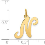 Kép betöltése a galériamegjelenítőbe: 14K Yellow Gold Initial Letter N Cursive Script Alphabet Pendant Charm