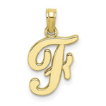 Load image into Gallery viewer, 14K Yellow Gold Script Initial Letter F Cursive Alphabet Pendant Charm