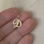 Load and play video in Gallery viewer, 10K Yellow Gold Script Initial Letter D Cursive Alphabet Pendant Charm
