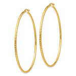 將圖片載入圖庫檢視器 14k yellow gold diamond cut round hoop textured earrings 65mm x 2mm