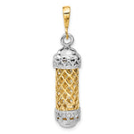 Lade das Bild in den Galerie-Viewer, 14k Gold Two Tone Mezuzah 3D Pendant Charm