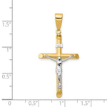 將圖片載入圖庫檢視器 14k Gold Two Tone Crucifix Cross Hollow Pendant Charm