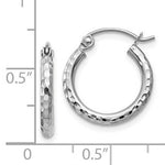 Afbeelding in Gallery-weergave laden, 14K White Gold Diamond Cut Round Hoop Textured Earrings 15mm x 2mm