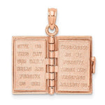 將圖片載入圖庫檢視器 14K Rose Gold Holy Bible Lord's Prayer Book 3D Pendant Charm