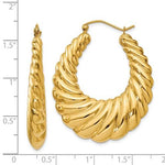 Load image into Gallery viewer, 14K Yellow Gold Shrimp Scalloped Hoop Earrings Large