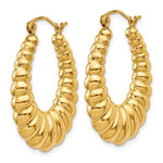 將圖片載入圖庫檢視器 14k yellow gold shrimp scalloped twisted hoop earrings