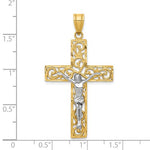 Загрузить изображение в средство просмотра галереи, 14k gold two tone cross crucifix filigree pendant charm