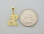 將圖片載入圖庫檢視器 14k yellow gold initial letter l cursive script alphabet filigree pendant charm