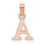 將圖片載入圖庫檢視器 14K Rose Gold Uppercase Initial Letter A Block Alphabet Pendant Charm