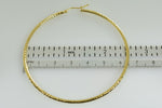 將圖片載入圖庫檢視器 14k yellow gold diamond cut round hoop textured earrings 65mm x 2mm