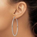 Kép betöltése a galériamegjelenítőbe: Sterling Silver Diamond Cut Classic Round Hoop Earrings 55mm x 2mm