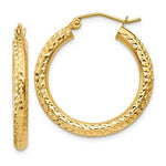 Afbeelding in Gallery-weergave laden, 14K Yellow Gold Diamond Cut Classic Round Hoop Earrings 25mm x 3mm